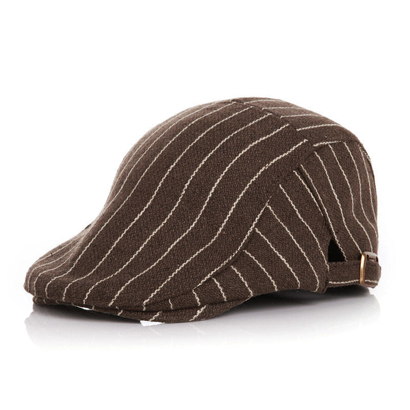 Baby's Striped Cap With Tweed In Spring And Autumn And Winter