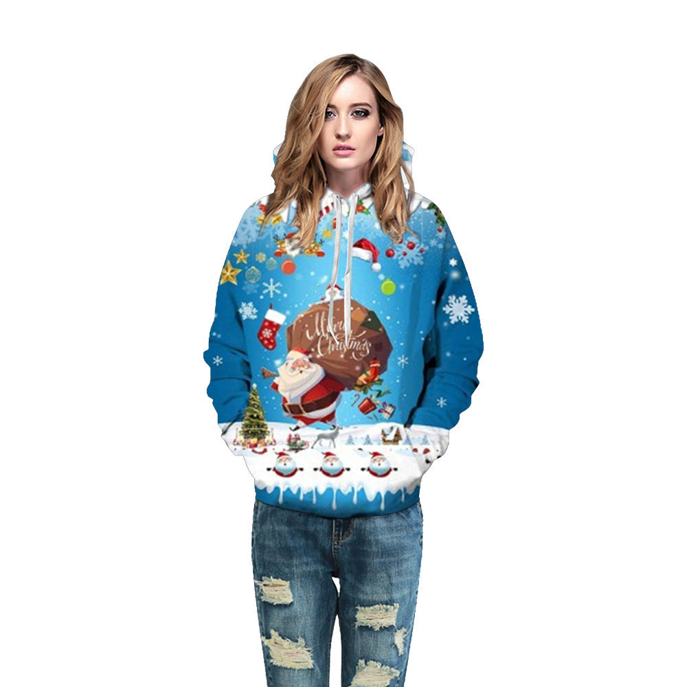 Christmas clothing 3d digital printing pullover hoodie