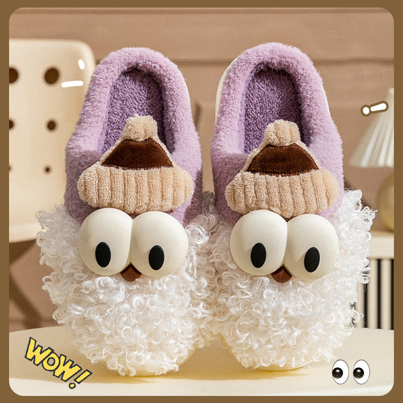 Cartoon Bearded Santa Claus Slippers Home Warm Non-slip Plush   Cotton Shoes Christmas Couple Floor Bedroom Slipper Women Men