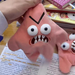 Moving Angry Jumping Star Plush Toy Book Bag Keychain Doll Expression Star Plush