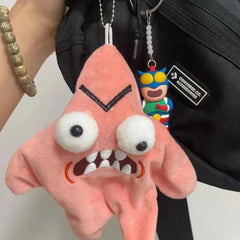 Moving Angry Jumping Star Plush Toy Book Bag Keychain Doll Expression Star Plush