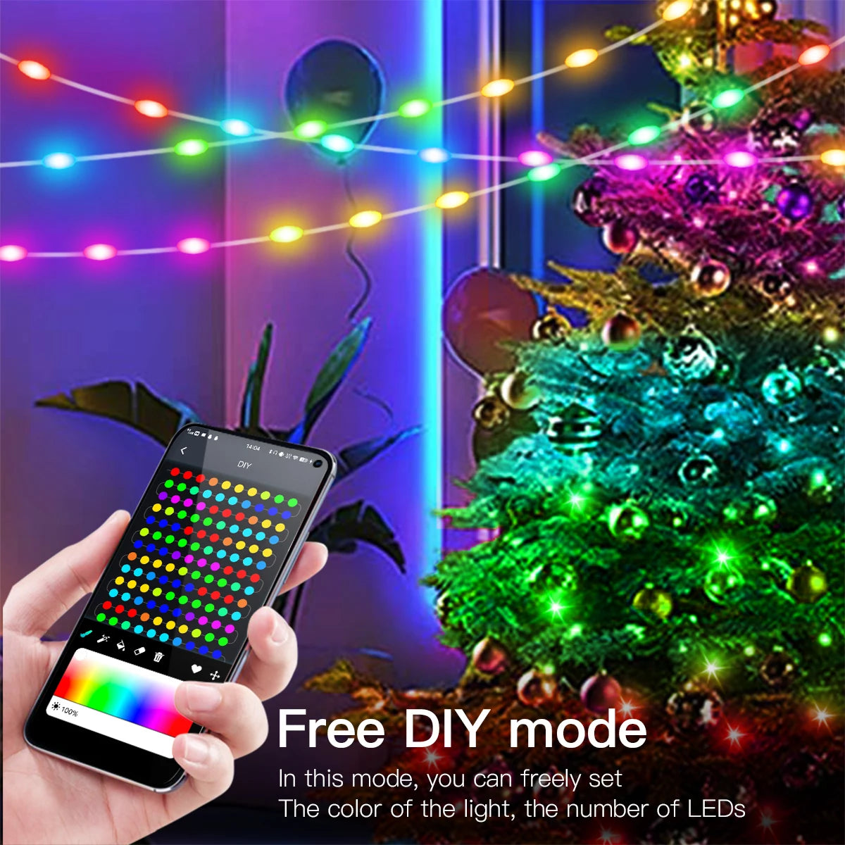 20M 10M 5M LED Christmas Lights Fairy String Light Smart Bluetooth Addressable Curtain Lights Garland Festoon Home Party Decor