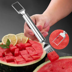 2-in-1 Stainless Steel Fruit Cutter,Dual Head Watermelon Fork Cutter Slicer Tool For Home Kitchen