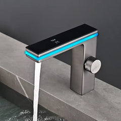 Digital Temperature Display Bathroom Basin Faucet Intelligent LED Deck Mounted Washbasin Hot Cold Water Mixer Sink Tap