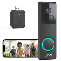 CPVAN Wireless 2.4G WiFi Video Doorbell 1080P HD Camera Doorbell with AI Smart Waterproof Night Vision Security Camera