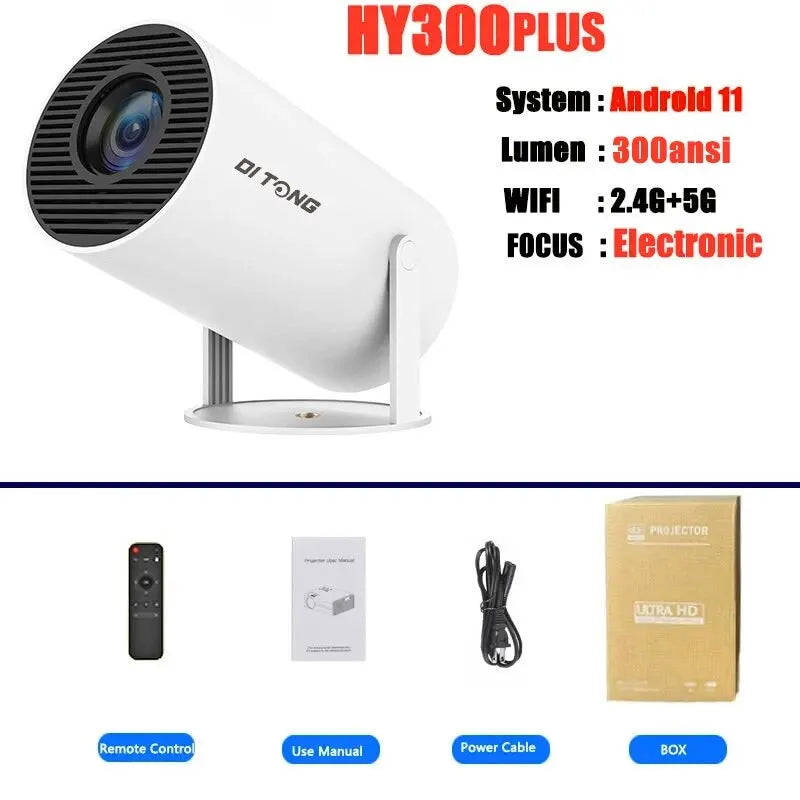 DITONG HY300 Plus HD Projector Portatil 4K 1280x720P Android Wifi LED Video