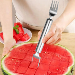 2-in-1 Stainless Steel Fruit Cutter,Dual Head Watermelon Fork Cutter Slicer Tool For Home Kitchen