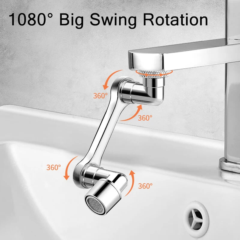 Rotation Faucet Extender Washbasin Robot Arm Tap Dual Mode Sprayer Head Bathroom Splash Proof Swivel Faucet