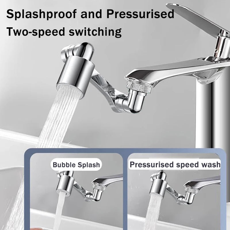 Rotation Faucet Extender Washbasin Robot Arm Tap Dual Mode Sprayer Head Bathroom Splash Proof Swivel Faucet