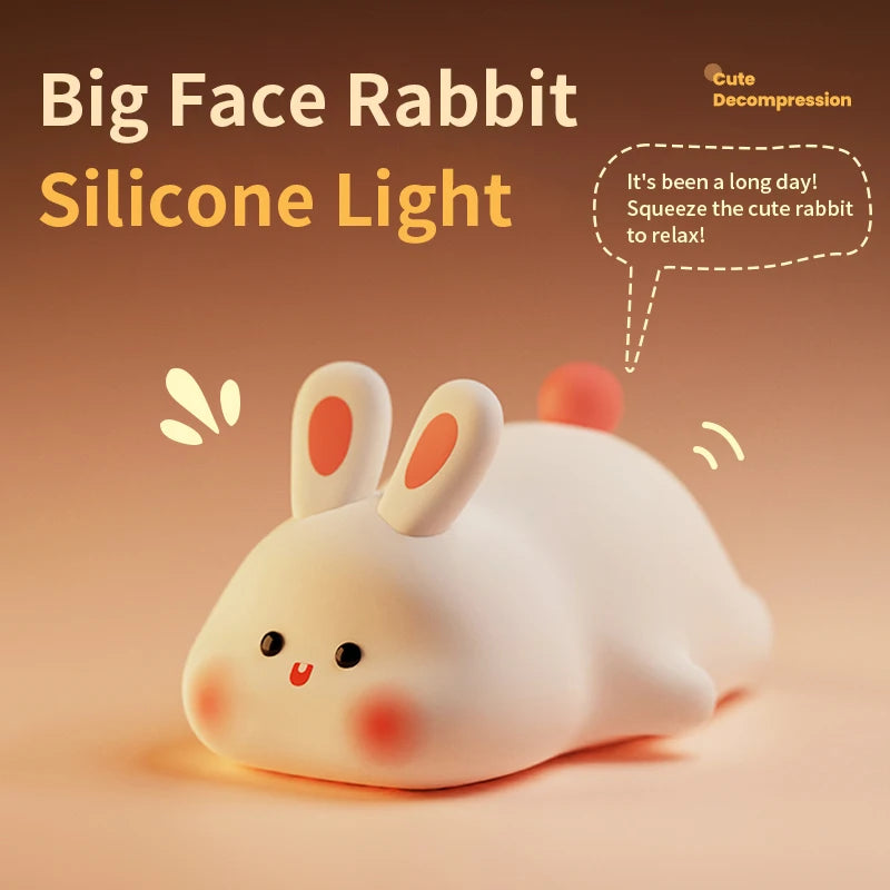 Cute Rabbit-shaped USB Rechargeable Silicone Night Light